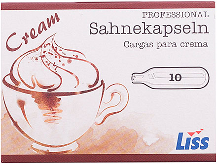 Patrone für Sahne Siphon, 10 Stk. ca.8g N2O, für 0,5L S