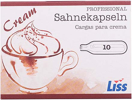 Patrone für Sahne Siphon, 10 Stk. ca.8g N2O, für 0,5L S