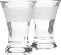 Marzadro Lik�rglas Set. Zwei Shot Gl�ser mit Logo