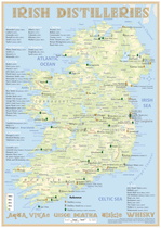 Karte der Destillerien in Irland auf Postergröße Karte der Destillerien in Irland auf Postergröße