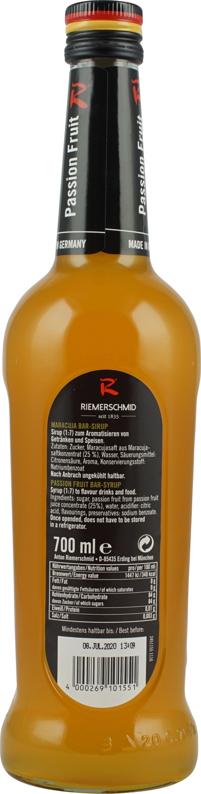 Riemerschmid Maracuja Bar Sirup 0,7L – Fruchtgeschmack