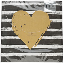 Servietten Motiv: Heart & Stripes black/gold 33 x 33 cm