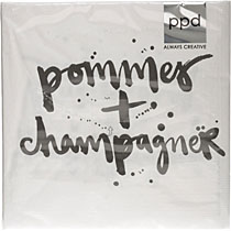 Servietten Motiv : Pommes + Champagner ,  Deko