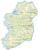 Tischauflage in der Form von Irland mit seinen Whiskydi Tischauflage in der Form von Irland mit seinen Whiskydi